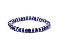 XINLIANYI 1 bracelet en lapis-lazuli naturel en abaque Malachite et œil de tigre en argile polymère blanche, 17 cm, Acier inoxydable, Oxyde de zirconium