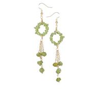 XINLIANYI 1 paire de boucles d'oreilles pendantes en pierre naturelle avec crochet pour femme, Acier inoxydable, Zircone cubique