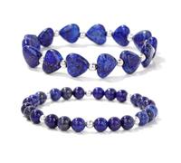 XINLIANYI Lot de 2 bracelets ronds en pierre naturelle œil de tigre lapis-lazuli couleur argent, Acier inoxydable, Oxyde de zirconium