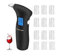 Xinlie Alcootest Ethylotest Electronique Portable Testeur D'alcool Éthylotest Electronique et 12 Embouchures Embout Buccal pour Testeur d'alcool Personnel pour Usage Domestique avec Écran Digital LCD