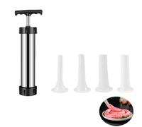 Xinlie Poussoir à Saucisse Manuel de Qualité Alimentaire Outil Manuel Remplissage de Saucisses Remplissage de Saucisse en Acier Inoxydable Poussoir à Saucisses avec 4 Entonnoir,pour Saucisses Maison