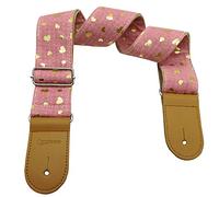 Xinlinke Filles Sangle de guitare en coton Rose cœur Motif électrique guitare acoustique basse Accessoires de musiques rose