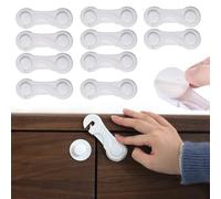 Xinlon 10 Pièces Bloc Porte Sécurité Bébé, Porte Securite Bebe avec Adhésif, Verrous d'armoire et de Tiroir, Plastique Loquets de Sécurité pour Protection Sécurite Domestique, Installation Facile