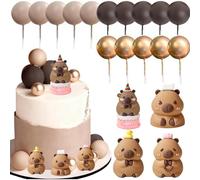 Xinlon 19 Pièces Capybara gâteau toppers, Figurines Capybara DéCorations, Capybara Figurines pour Enfants, avec Gâteau Balle Décoration, Pour la Décoration de Fête D'enfants, Anniversaire, Mariages