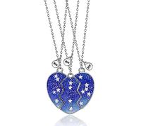 Xinlon 3 Pièces Collier d'Amitié Pour 3, Coeur Separable Pendentif, Collier d Amitié 3 Filles, Collier Amitié Pour 3 Pour Soeur Friend Cadeau Anniversaire, BFF Colliers Meilleurs Amis