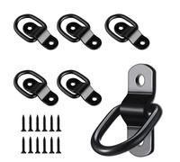 Xinlon 6 Pièces Anneau Arrimage, Anneau d'arrimage Anneau en D avec 12 Pièces Vis, Pontet INOX Oeil Plaques, Inoxydable Noir Anneau d'Arrimage pour Hamac Bois, Remorques, Voitures, Camions