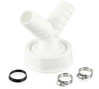 Xinlon Adaptateur Vidange Machine à Laver 11/2 pouce, Lave-vaisselle Adaptateur en Y, Raccord Double Evacuation Machine, Tuyau de Vidange avec Entrée 19-23 mm, Sortie DN 45, Avec 2 Collier de Serrage