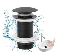 Xinlon Bonde de Lavabo Noir sans Trop Plein, Bonde de Lavabo sans Trop Plein Universelle Normes-G 1 ¼ avec Joint Bonde Lavabo pour Vasque a Poser, pour Cuisines, Bain, Lavabo, Évier