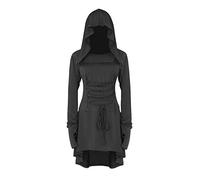 Xinlong Robe Gothique Longue Femme Medievale à Capuche Costume Halloween Asymetrique Vintage Manches Longues Adulte Renaissance Cosplay Dress Carnaval