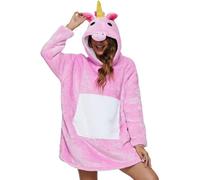 Xinlong Sweats à Capuche Panda Unisexe TV Couvertures Plaid à Manche Chapeau Poches Animal Pyjama Cosplay Wearable Cape Rose Tailles S