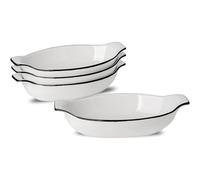 Lot de 4 Plats à four en Ceramique, Petit Plat a Gratin Individuel, 22,8 x 11,9 x 4,3 cm, Plat à Gratin pour Tiramisu, Lasagnes, le Service des Aliments, Passe au Lave-Vaisselle, au four