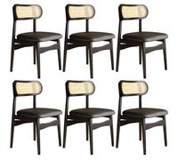 XINMAIZI Ensemble de 2/4/6 chaises de Salle à Manger en Bois,Chaise Cuir rembourrées,Pieds en Bois,avec Dossier en rotin,Style médiéval,pour Salon Cuisine Bureau Chambre Salle (Set of 6,Black)