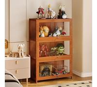 XINMAIZI Petite vitrine Transparente, à 2/3/4/5 Niveaux avec Portes, multifonctionnelle, Anti-poussière et Robuste, idéale pour Les Objets de Collection, Les Jouets (Walnut,3 Tier - L60*W32*H106CM)