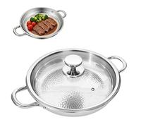 XINMAIZI Poêle en titane martelé, multifonctionnelle, ultra-résistante aux rayures, antiadhésive, sans revêtement, pour une cuisson uniforme, compatible four (argent,26cm / 10,23in (couvercle))