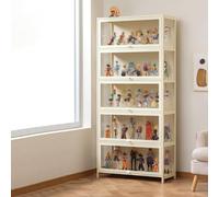 XINMAIZI Vitrine à 1/2/3/4/5 Niveaux avec Portes en Verre Acrylique, vitrine de curiosités, étagère Moderne pour Objets de Collection, pour Salon, Plantes, Livres (White,5 Tier - L80*W33*H172CM)