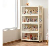 XINMAIZI Vitrine à 1/2/3/4/5 Niveaux avec Portes en Verre Acrylique, vitrine de curiosités, étagère Moderne pour Objets de Collection, pour Salon, Plantes, Livres (White,4 Tier - L80*W33*H140CM)