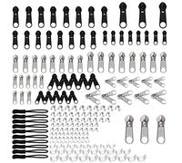 XINMEIWEN 194 Pieces Curseur Fermeture Eclair Clipsable,Remplacement de fermeture à Glissière,Tirette Fermeture Eclair, Reparation Fermeture Eclair, Zipper Repair Kit pour Manteaux,Bagage,Valise