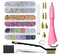 XINMEIWEN Kit d'outils d'application Hot Fix avec strass pour bricolage comprenant 7 tailles différentes pinces, pinceaux et 3 strass en cristal (rose)