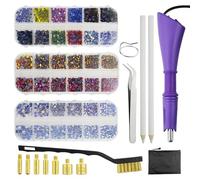 XINMEIWEN Outil d'application à chaud avec baguette DIY pour strass Kit d'outils de pose de strass comprenant 7 embouts de tailles différentes, pince à épiler et kit de nettoyage de brosse et 3 packs