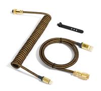 XINMENG C03 Câble de Clavier Enroulé Tressé, Câble Aviateur à Double Gaine Détachable USB-C Personnalisé pour Clavier de Jeu, Type-C vers USB-A pour Clavier Mécanique - Or