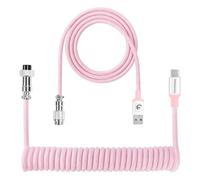 XINMENG X MAMBASNAKE C01PRO Câble de Clavier Spiralé, Câble USB-C Type-C HyperSpeed Avec Taux de Retour de 8KHz, Nylon Tressé et Revêtement Aviation Métallique pour Clavier/Téléphone de Jeu - Rose