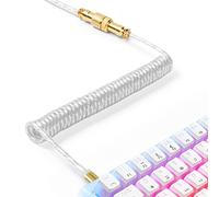 XINMENG X MAMBASNAKE C02 Câble de Clavier Spiralé, Câble Type-C HyperSpeed avec Taux de Retour de 8KHz pour Clavier de Jeu, Câble USB-C TPU avec Revêtement Aviation Métallique, PC - Transparent