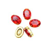 XINMILI Choupee Lot de 36 strass ovales à coudre en verre K9 à dos plat avec monture dorée (10 x 14 mm, Siam)