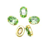 XINMILI Choupee Lot de 36 strass ovales en verre K9 à coudre à dos plat avec monture dorée (13 x 18 mm, péridot)