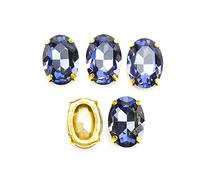 XINMILI Choupee Lot de 36 strass ovales en verre K9 à coudre à dos plat Monture dorée 10 x 14 mm Améthyste