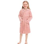 XINNE Garçons Filles Robe à Capuche, Robe De Chambre Peignoir Pyjama En Flanelle Douce Unisexe Bambins Vêtements De Nuit Pour Enfants Rose