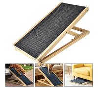 Xinng Rampe de voiture pour chien - Échelle robuste jusqu'à 150 kg - En bois massif - Hauteur réglable - Tapis antidérapant (100 cm x 40 cm x 30/40/50/60 cm)