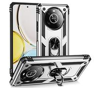 XINNI Coque pour Honor Magic4 Lite 5G(Magic 4 Lite) Etui, PC Militaire + TPU 2-en-1 Armour Protective Back Housse avec Bracket, Argent