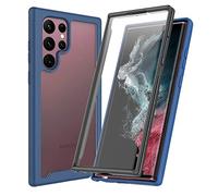 XINNI Coque pour Samsung Galaxy S22 Ultra 5G Antichoc Housse avec Protège écran, 360 Degrés Full Body Etui Solide Double Face Bumper Portable Transparent Housse