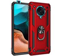 XINNI Coque pour Xiaomi Poco F2 Pro Etui, PC Militaire + TPU 2-en-1 Armour Protective Back Housse avec Bracket, Rouge