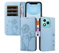 XINNI Étui pour Honor 400 Lite, Housse de Portefeuille Cuir PU Relief Papillon Pissenlit Couqe, SkyBlue
