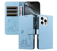 XINNI Étui pour Honor X5c Plus, Housse de Portefeuille Cuir PU Relief Papillon Chat Couqe, SkyBlue