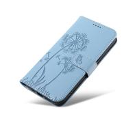 XINNI Étui pour Honor X5c Plus, Housse de Portefeuille Cuir PU Relief Papillon Pissenlit Couqe, SkyBlue