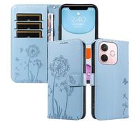XINNI Étui pour Oppo A5 Pro 5G, Housse de Portefeuille Cuir PU Relief Papillon Pissenlit Couqe, SkyBlue