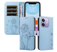 XINNI Étui pour Oppo A60 5G, Housse de Portefeuille Cuir PU Relief Papillon Pissenlit Couqe, SkyBlue