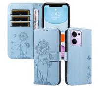 XINNI Étui pour Oppo Reno 13F 5G/Reno 13 FS 5G, Housse de Portefeuille Cuir PU Relief Papillon Pissenlit Couqe, SkyBlue