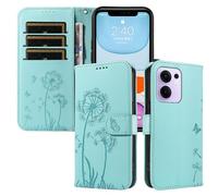XINNI Étui pour Oppo Reno 13F 5G/Reno 13 FS 5G, Housse de Portefeuille Cuir PU Relief Papillon Pissenlit Couqe, Vert