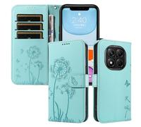 XINNI Étui pour Xiaomi POCO X7 5G, Housse de Portefeuille Cuir PU Relief Papillon Pissenlit Couqe, Vert