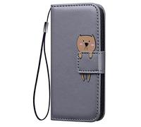 XINNI Housse pour Telephone Xiaomi Poco F2 Pro Etui, [Série Animaux] PU/TPU Cuir Coque Magnétique Portefeuille, Gris