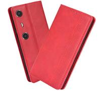 XINNI Housse pour Telephone Xreal Beam Pro Etui, PU/TPU Retourner Cuir Coque Magnétique Portefeuille, Rouge