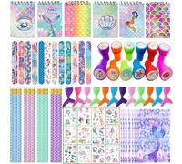 XINNIAN Cadeaux Anniversaire Enfants Invités Sirène,84 piècesCadeau pour Fête Sirènes,Sirene Fille Pinata Anniversaire avec Carnet Crayon Gomme Bracelets Tampons Enfants Tatouages