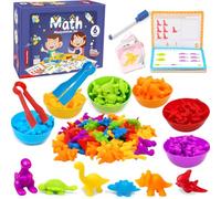 XINNIAN Jeux Montessori 2 3 4 5 Ans,Dinosaures Jouet Comptage et Tri Jeu Educatif Motricité Fine Apprendre Les Couleurs Compter Jouet Educatif pour Enfants Garcon Fille Cadeau