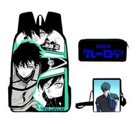 Xinnice Blue Lock Sac à dos 3 pièces Seishiro Nagi/Isagi Yoichi Cartable + Trousse à crayons + Sac à bandoulière Anime Daypack Sac de voyage Ensemble de 3 pièces pour garçons et filles, Type 8,