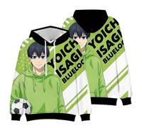 Xinnice Blue Lock Sweat-shirt à capuche unisexe Bachira Meguru Seishiro Nagi Sweat-shirt à capuche pour homme et femme Vêtements tendance décontractés, Isagi Yoichi, XXS