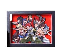 Xinnice Fairy Tail Cadre d'art 3D, Lucy Heartfilia/Natsu Dragneel Personnages d'anime Groupe Portrait Image 3D Ornement d'art Poster Anime Décoration murale 19,5 x 14,5 cm