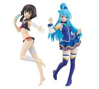 Xinnice Lot de 2 figurines Megumin Aqua Anime - Ensemble de figurines d'action - Statue debout - Modèle en PVC - Décoration - Ornement - Objet de collection - Cadeau